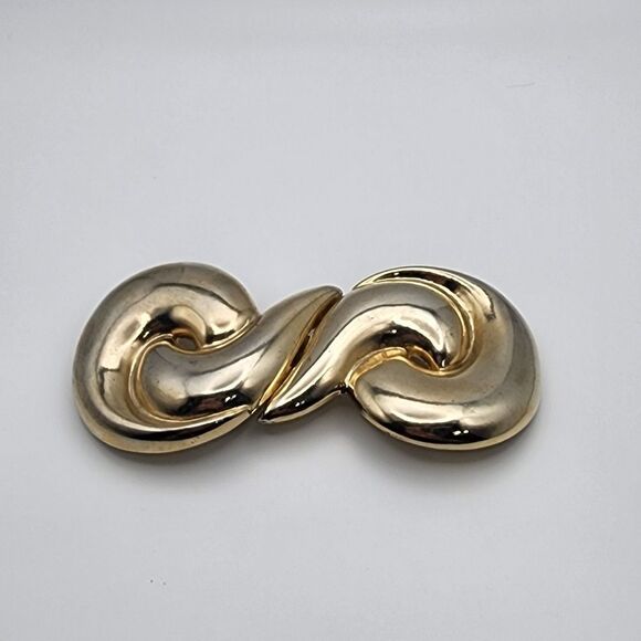 Vintage Dame Gold Tone Modernist Infinity Twist Scroll Belt Buckley - Picture 2 of 4